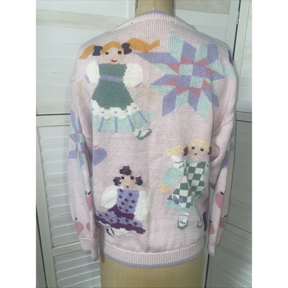 Vintage Daisy Kingdom Women's Cardigan Sweater Ramie Cotton Pink Large - Picture 5 of 10